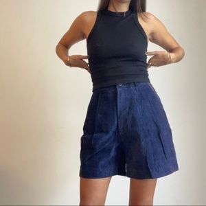Vintage navy genuine suede trouser shorts